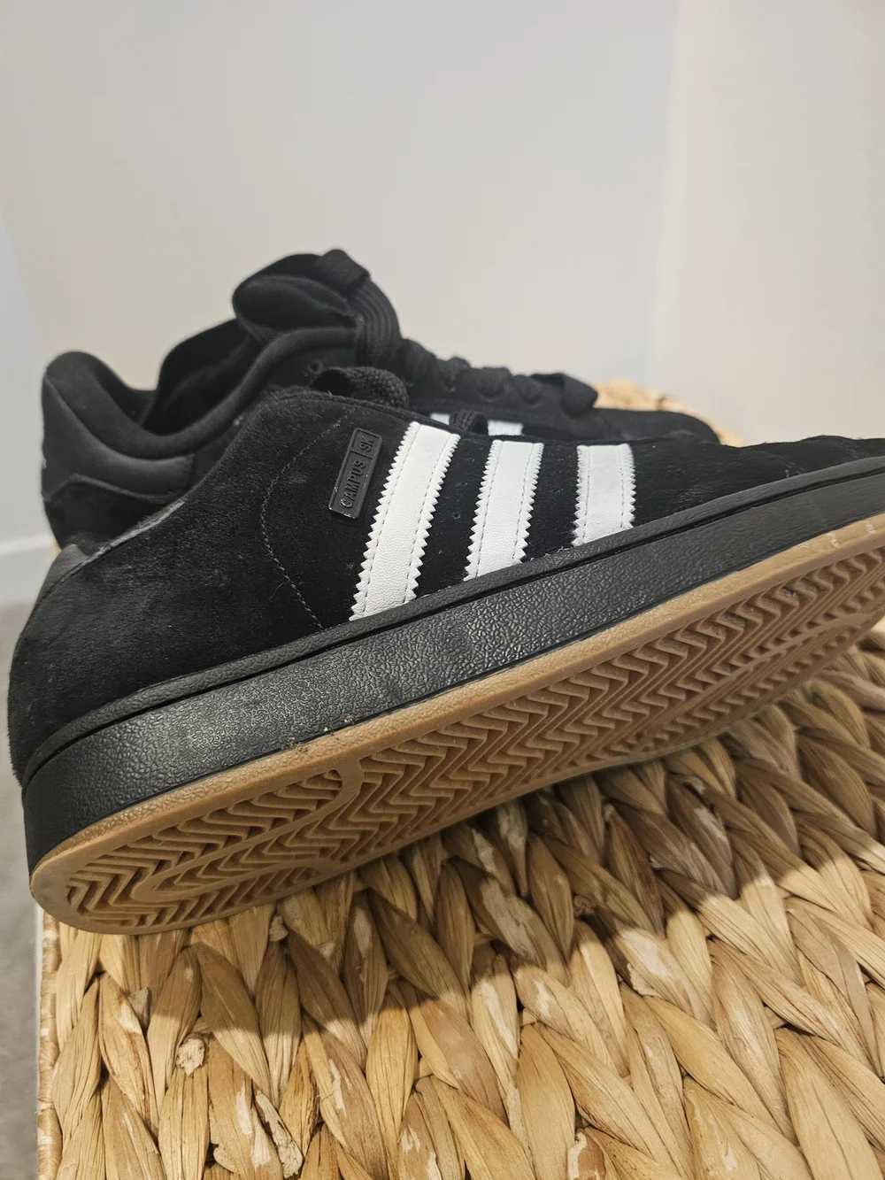 adidas Originals Black Suede Sneakers with White Three Stripes